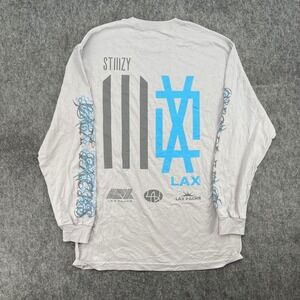 Stiizy x Lax Packs Shirt Mens Large Long Sleeve Graphic Tee Grey LAX Streetwear